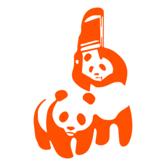 Funny Panda Fight Decal (Orange)